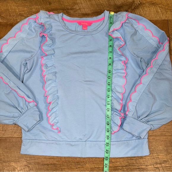 Lilly Pulitzer Tops Suzy Scalloped Ruffle Sleeve Crewneck Sweatshirt - Picture 14 of 17